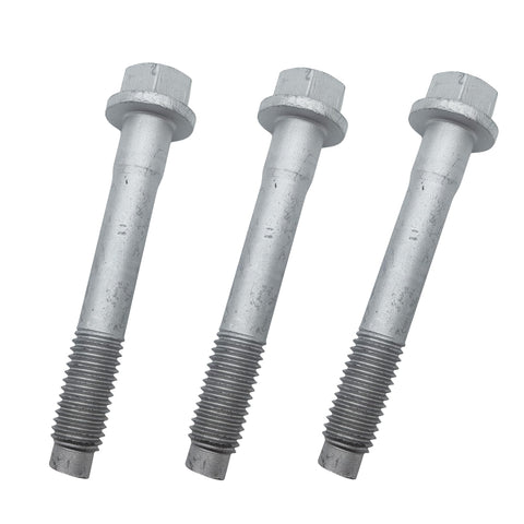 Three silver bolts from 3-Piece Front Wheel Hub Bolt Kit 926-173 For Jeep Grand Cherokee 1999-2004 And Jeep Wrangler 2007-2018
