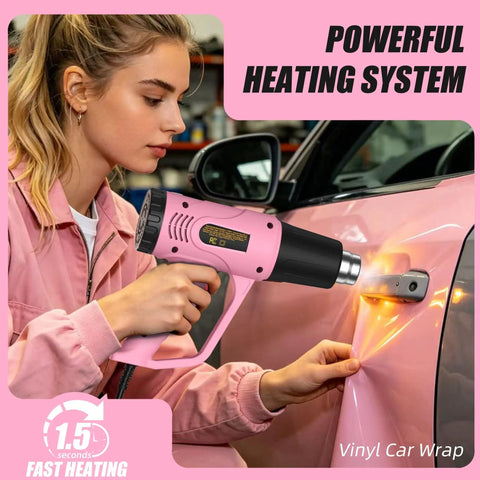 Dual Temp Heat Gun 300C And 600C, 900W To 1300W Hot Air Gun With Overload Protection in use for vinyl car wrapping