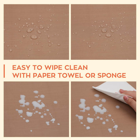 Nonstick PTFE Sheets For Heat Press 3 Pack 12 By 16 Inches, easy to clean with water droplets and wiping action shown