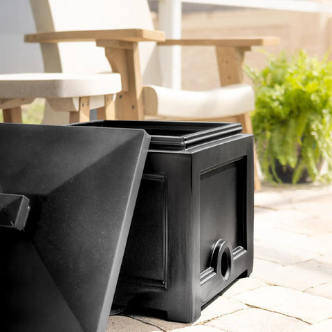 Built Tough Black Garden Hose Bin Storage Box That Holds Up To 100 Feet Of Standard Hose 17 By 17 By 18 Inches UV Fade Resistant Weatherproof Outdoor Organizer