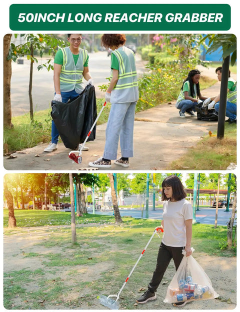 50 Inch Foldable Reacher Tool For Seniors And Home Use Extra Long Grabber With Heavy Duty Grip Trash Pickup And Debris Reach Extender Easy To Use No Bending Or Climbing Perfect For Gutter Cleanup And Everyday Tasks
