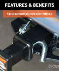 Trailer Hitch Clips For One Half Inch Or Five Eighths Inch Pins Three Pack Clear Zinc Finish Durable Steel Construction Secures Hitch Pins To Trailers Fits Pins With Hole Or Grooved Attachments Easy To Use installed on trailer hitch receiver