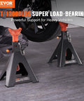 VEVOR 6-ton jack stands, pair with orange tops and black bases; adjustable 14.2–23 in for lifting heavy vehicles