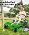 Heavy Duty 13x6.50-6 Flat Free Lawn Mower Tires And Wheels Set For Zero Turn Mowers with rider on green mower outdoors