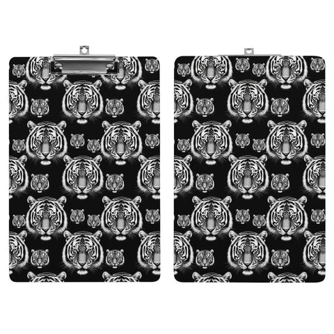 Heavy Duty Acrylic Clipboard With Black And White Tiger Print Thick Clear Clipboard For Office And Warehouse Fits Letter Size Papers Durable Writing Surface Easy Hanging Hole Sturdy Sleek Clipboard Accessory, top view