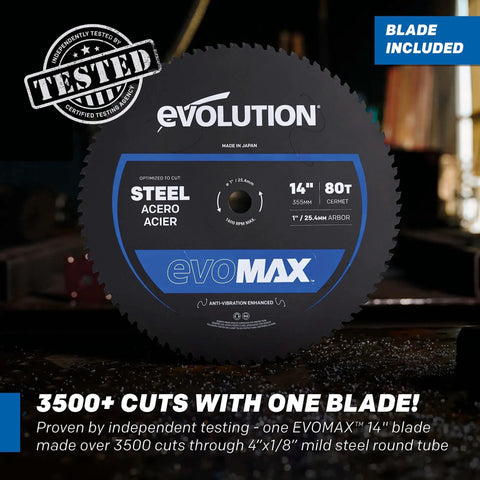 Pro Grade 14 Inch Cold Cut Miter Chop Saw with 14 inch cermet blade designed for cutting steel and iron.