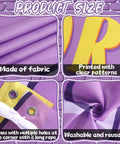Purple Party Door Arch Decor Set with fabric details, clear patterns, holes for rope, reusable material