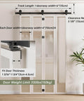 Heavy Duty Bifold Barn Door Hardware Kit For Four Doors, Six Foot Sliding Track System, All Doors Open To One Side, Hardware Only