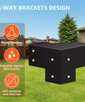 Heavy Duty 4x4 Pergola Brackets Kit For DIY Wood Projects Four Pack 3 Way 90 Degree Right Angle Corner Brackets details