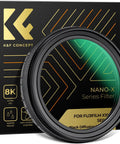 Black Mist Diffusion One Quarter Filter For Fujifilm X100 Series in packaging, showing lens with green tint and 28 multi coatings.