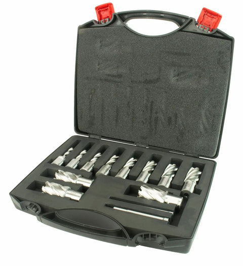 13 piece annular cutter set for Job Site Ready Magnetic Drill Press With 1700W Variable Speed Motor And Weldon Shank.