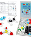Molecular Model Kit For Chemistry Learning, 125 Pieces Ball And Stick And Room Filling Models, open box with pieces visible