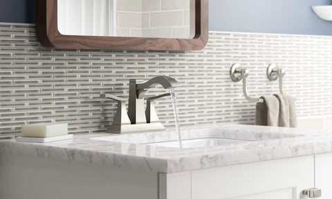 Truss Center Set Lav Faucet With Two Lever Handles For Hot And Cold Water Sleek Modern Craftsman Inspired Bathroom Fixture