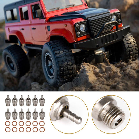 Stainless Steel Thermal Glow Plug Replacement Set for HSP N3 15 to 28 Nitro Engines, RC cars on rocky terrain, close-up