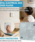 Child near installed 4 Inch Square Beefy Metal Electrical Box Cover Plates Set Of 4 Blank Junction Box Covers In Solid Cold Rolled Steel For 4x4 Inch Square Boxes Durable Flat Outlet Cover Panels To Keep Kids And Pets Safe