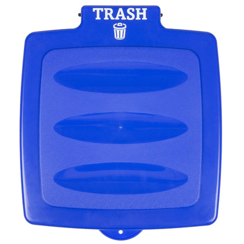 Top view of blue Portable Collapsible 13 Gallon Trash Bag Holder for Indoor Outdoor Use On The Go Camping And Parties Durable Plastic Trash Can