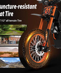Dual Pack Electric Dirt Bikes 48V Off Road E Motorcycle Set with 14/12 inch puncture-resistant knobby tires for all terrains.