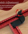 Top Shelf Adjustable Router Jig And Juice Groove Template For Sweet Custom Cabinet Projects 23.6 Inch quick adjustment knob detail.