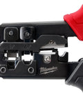 Badass Heavy Duty Wire Stripper With Auto Ratcheting Crimping Tool Rock Solid Pro Grade Build Precision stripping blades with red handle.