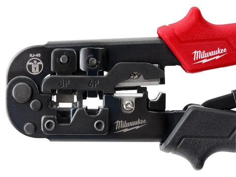 Badass Heavy Duty Wire Stripper With Auto Ratcheting Crimping Tool Rock Solid Pro Grade Build Precision stripping blades with red handle.