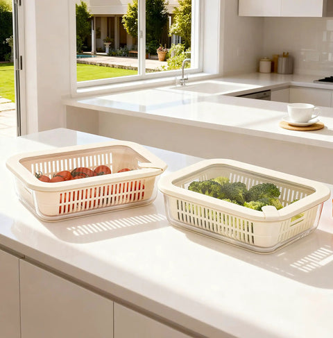 Square Glass Food Storage Containers With Glass Lids For Grab And Go Meals Microwave Safe Borosilicate Glass Leakproof Meal Prep Set BPA Free Removable Colander Silicone Lid 2 Pack