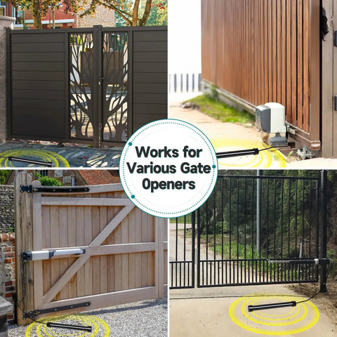Next Level Vehicle Exit Sensor For Automatic Gate Opener Car Detector With 50 Ft Cable installed on various gate types