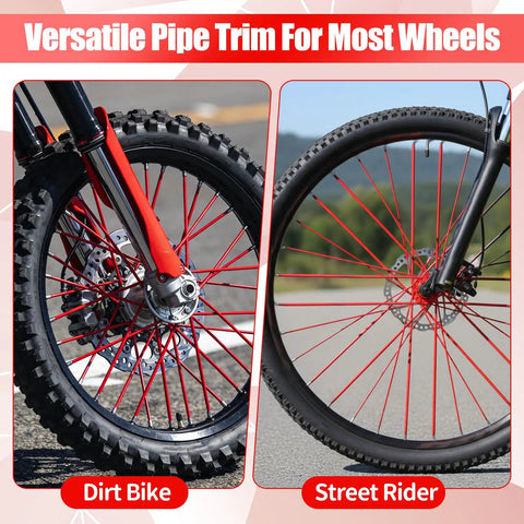 72 Piece Red Spoke Covers For Bikes And Wheelchairs, Universal Fit For 8 To 21 Inch Rims, Easy Install PE Spoke Skins on dirt bike