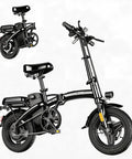Epic Foldable Electric Bike For Adults With 750W Peak Power And 23 MPH Max, 14 Inch Compact Ebike, 48V 12Ah Battery, 35 Mile PAS Range, Ideal For Commutes And Weekend Joyrides, black folding design