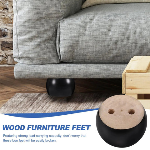 Solid Wood Furniture Legs Replacement 6 Piece Bun Style Couch Feet For Sofa And Coffee Table Stable And Sturdy Easy Install DIY
