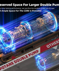 Potane double-pump vacuum sealer, angled view with blue illuminated internal gears.