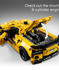 Chevrolet Corvette Stingray Muscle Car Building Kit For Kids And Up Teens model showing moving 8-cylinder engine detail