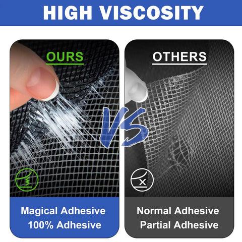 Comparison of fiberglass self adhesive patch versus normal adhesive patch for the 16 Pack Window Screen Patch Kit With 5x7 And 4.5x4.5 Inch Patches Fiberglass Self Adhesive Waterproof Mesh Tape For Tears And Holes Quick Fix For Door Screens Easy DIY Repair.