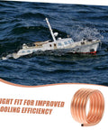 RC boat on water with coiled copper tubing for Water Cooling Ring Kit For 550/540 Brushed RC Boat Motors, Durable Metal Heat Dissipation Jacket