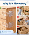 Baby Proofing Drawer Locks With Dual Button Unlock Clear Adhesive Safety Locks 4 Pack on wooden cabinet, preventing access