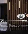Black LED Recessed Lighting Kit Dope Six Pack Sixteen Inch 3000K Dimmable Warm White Lights on wood slat wall with touch switch