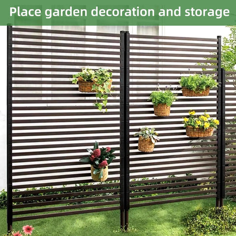 Rock Solid Outdoor Privacy Screen 43 Inch Long 70.8 Inch High Metal Fence Panel Freestanding Weatherproof Anti Corrosion with plants