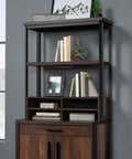 Adjustable Shelf Library Hutch Space Saver Brown Industrial Style Desk Organizer And Bookshelf with cubbies in home office