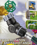 Swivel Garden Hose Connector With 180 And 360 Degree Rotations, Three Quarter Inch Fit, No Fuss Easy Flex Outdoor Faucet Extender For Tight Spaces Around Walls And Corners, Beds And RV Hookups, Stops Kinks And Tangling black brass hose adapter on faucet