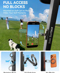Upgraded Magnetic Golf Cart Phone Holder With Tri Fold All Alloy Arms And 360 Degree Rotating Base MagSafe Compatible in use on golf cart