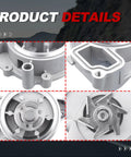 Heavy Duty Engine Water Pump With Gasket Built Tough For Chevy Impala Malibu Equinox Buick LaCrosse close-up view of aluminum body and design features.