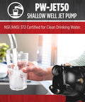 1/2 HP Shallow Well Jet Pump For Homes And Cottages Delivers 7.4 GPM Dual Voltage 115/230V Cast Iron Casing Model PWJET50 Black