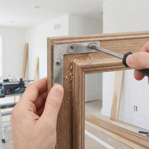 L Shape Metal Corner Brackets 100 Pcs 2.17 By 2.17 Inch Silver Iron Frame Supports installation on wooden frame