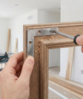 Installing Solid L Shape Corner Brackets 2.17 By 2.17 Inches 100 Pcs Silver Iron on wooden frame for home improvement