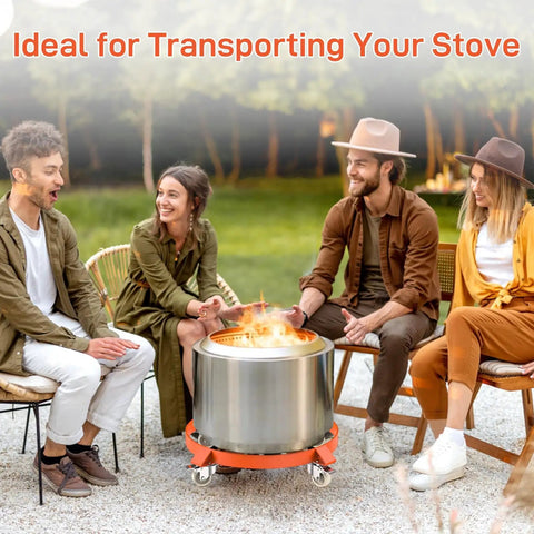 Heavy Duty 55 Gallon Drum Dolly Cart With 1000 Lbs Beast Mode Capacity Non Tipping Hand Truck transporting a stove outdoors.