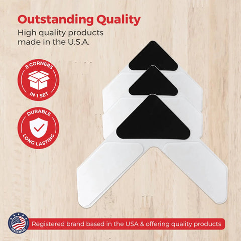 Rug Corner Gripper Set 8 Pack For Indoor And Outdoor Use Keeps Rugs From Curling And Slipping With Strong Adhesive Secure Corners