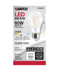 Dimmable LED Filament Bulbs S12416 810 Lumens 8W A19 E26 Medium Base 3500K Neutral White 90 CRI Wet Location Rated 120V