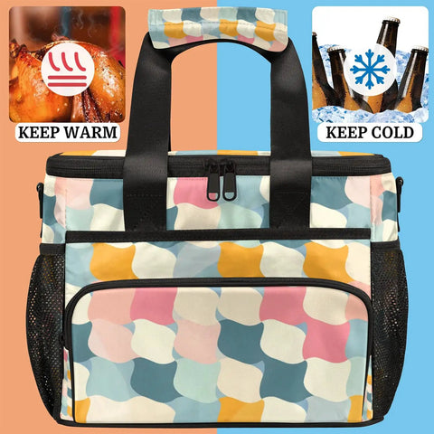 Insulated Picnic Backpack For Food Drinks And Snacks Spacious 12x8.7x10in Tote With Colorful Design, Keep Warm and Cold