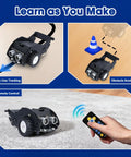 SharkBot 2 In 1 Intelligent Transportation Kit For Arduino And Scratch Smart Robot Car Kit Kid Friendly STEM Coding Toy For Classroom And Home Education ESP32 Powered Hands On Learning For Kids And Teens 4-way line tracking, obstacle avoidance, IR remote