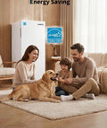 Family enjoying time together with a golden retriever near a Space Saving 11 Cu Ft Convertible Upright Freezer.