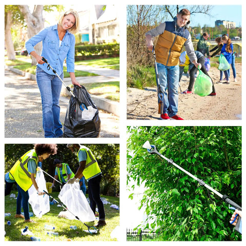 Ultra Long 43 Inch Grabber Reacher Tool With Foldable Design, No Sweat Magnetic Grip, 360 Degree Rotating Anti Slip Jaw, Great For Seniors, Indoor And Outdoor Use, Blue